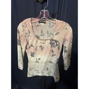 Vintage Y2K Morgan de Toi Floral Mesh Top 3/4 Sleeve Fairy Grunge